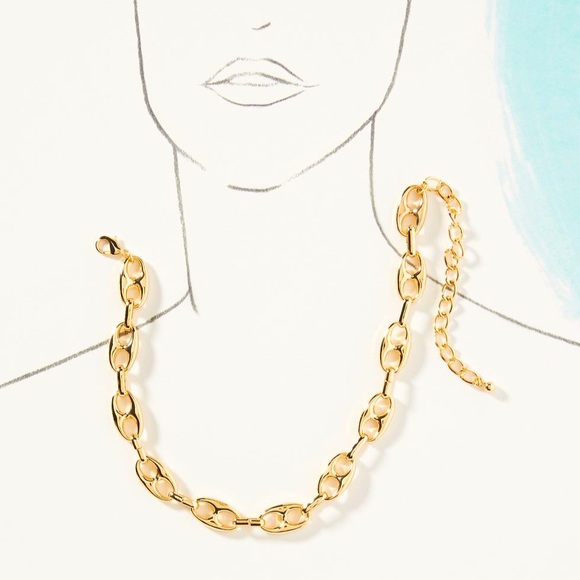 Anthropologie gold bottlecap link collar necklace choker statement jewelry - Picture 4 of 11